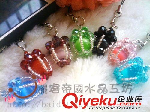 手機掛件 超萌水晶卡通動物 串珠工藝品批發 廠家地攤一手貨源【小發財熊】