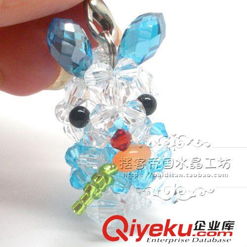 手機(jī)掛件 喜糖伴侶婚慶 水晶手機(jī)掛件批發(fā) 編織 12生肖水晶串珠【蘿卜兔】原始圖片3