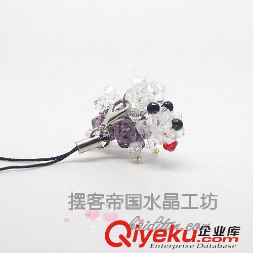 手機掛件 地攤貨源 水晶編織掛件 水晶動物掛件 廠家直銷 串珠水晶小小狗原始圖片3