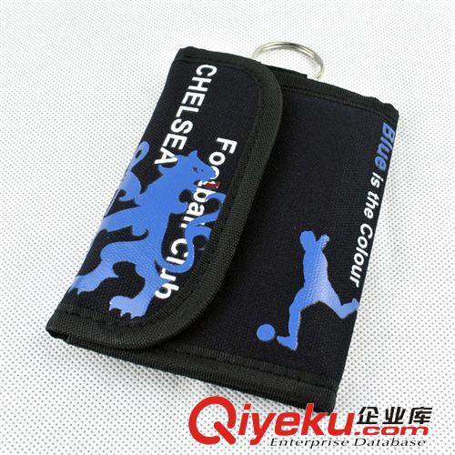 足球周邊 新款zp 歐冠足球切爾西隊(duì)標(biāo)志藍(lán)獅短款帆布男士翻蓋二折零錢包原始圖片2