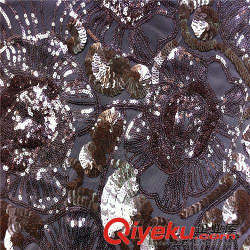 亮片珠片繡  供應(yīng)亮片網(wǎng)布金片繡婚紗輔料花邊