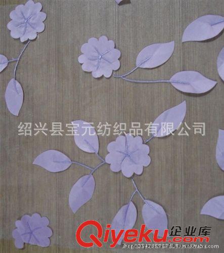 特種繡 供應立體樹葉花貼布繡 玻璃紗激光繡花