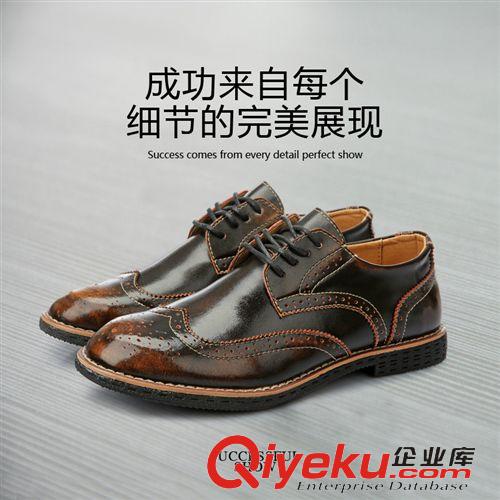 2014新款3月來襲 2014男鞋英倫風布洛克雕花潮鞋透氣zp鞋休閑復古擦色流行鞋批發(fā)原始圖片2
