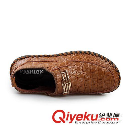2014新款3月來襲 2014秋季新款男士zp手工縫線皮鞋英倫風鱷魚皮休閑鞋男鞋子批發(fā)原始圖片3