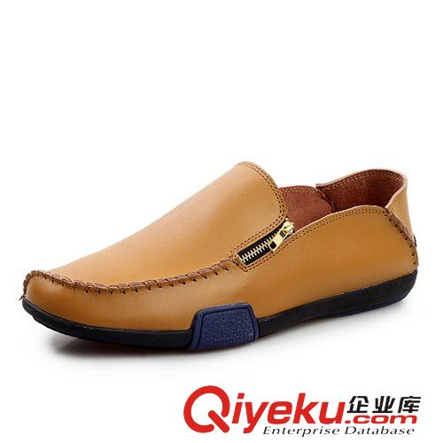 皮鞋 2014新款英倫風(fēng)男鞋休閑豆豆鞋男真皮拉鏈外貿(mào)男鞋子批發(fā)一件代發(fā)原始圖片2