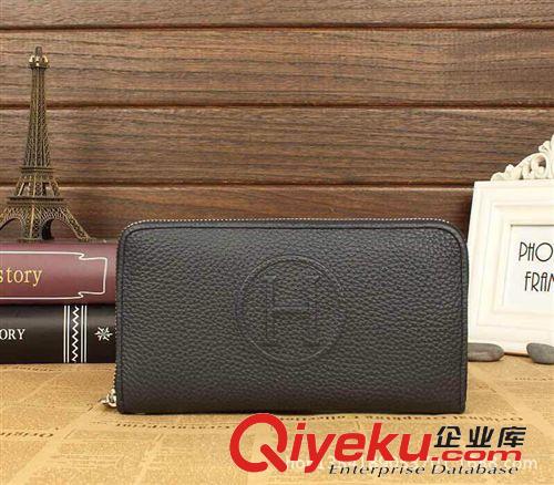 H家 爆款真皮荔枝紋單拉男手包頭層牛皮長款錢夾時(shí)尚精品包原始圖片2
