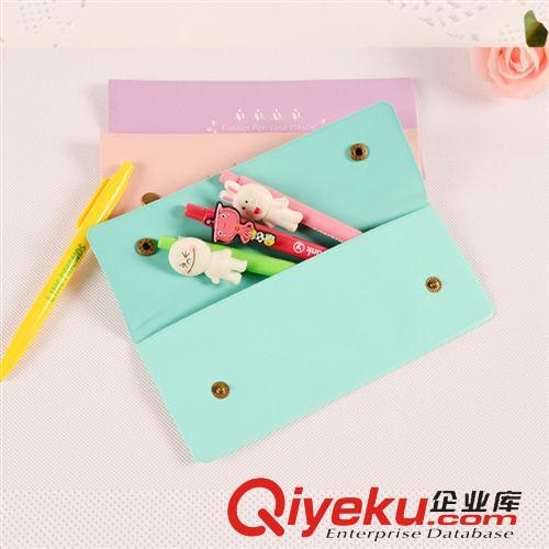 筆袋、文具袋 廠家直銷韓國馬卡龍創(chuàng)意文具袋 學(xué)生文具筆袋 簡(jiǎn)約皮革純色筆袋原始圖片2