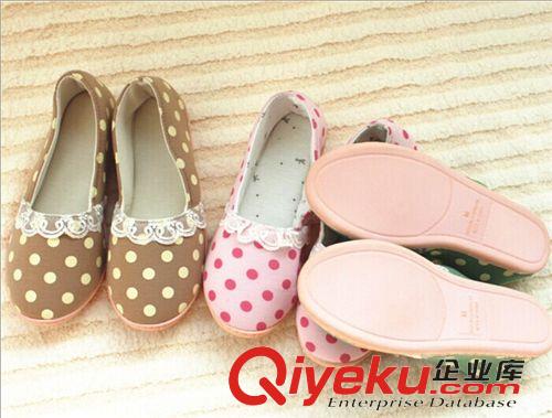 女鞋春秋鞋|媽媽鞋|涼拖鞋 春秋款家居地板居家鞋，復古圓點點蕾絲孕婦鞋 月子鞋批發2604原始圖片2