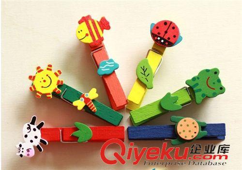 袖套|圍裙|廚房用品|工作服 新奇特卡通木制小夾子，零食夾，物美價廉淘寶贈品 一卡6個2720原始圖片3