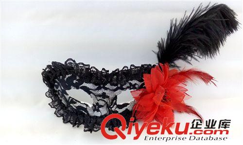 面具 化裝舞會 wns面具 金蔥布紗花 羽毛 蕾絲側邊加毛帶花面具