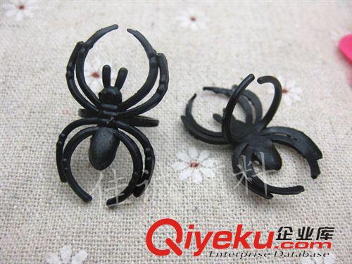 萬圣節、整蠱玩具 萬圣節玩具 黑色指環蜘蛛/加鉆指環昆蟲 DIY蜘蛛戒指 2*3.5CM原始圖片2