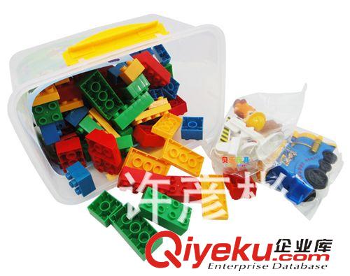 益智類玩具 批發(fā)兒童盒裝百變拼插積木 大號(hào)79粒積木 帶火車頭益智玩具0.84原始圖片3