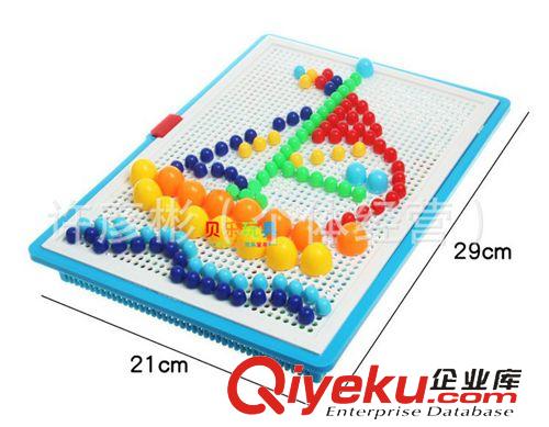 早教系列玩具 熱賣蘑菇釘插珠拼圖帶收納盒 拼圖拼板 益智智力玩具 蘑菇釘0.43原始圖片3