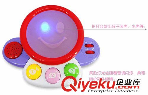 樂(lè)器系列玩具 批發(fā)嬰幼兒玩具 歡樂(lè)手拍鼓 帶音樂(lè)能發(fā)光拍拍鼓 有寶寶笑聲0.75原始圖片3