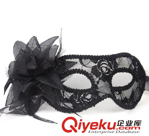 眼罩面具系列 萬圣節(jié)純手工wns面具 金蔥布 紗花 羽毛 舞會半透明百合花面具原始圖片3