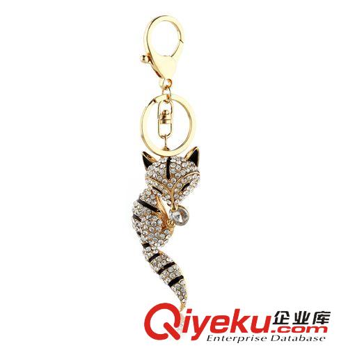 鑰匙扣 創意禮品 水晶狐貍鑰匙扣 可愛女士包掛件 汽車掛件  廠家直銷