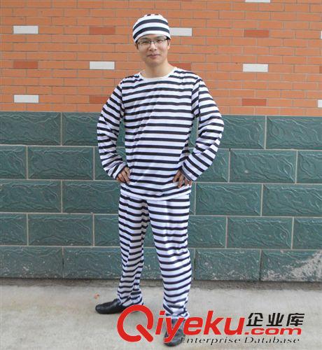 【舞會表演服裝】 萬圣節舞臺表演服裝 成人囚犯犯人服裝cosplay越獄恐怖搞笑服原始圖片3