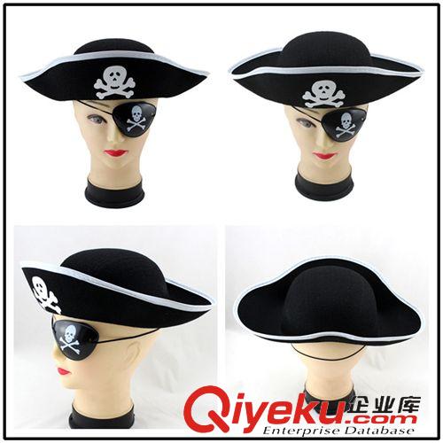 【舞會帽子】 萬圣節(jié)用品  海盜帽子 海盜眼罩 海盜裝扮三角海盜帽金邊/銀邊原始圖片2