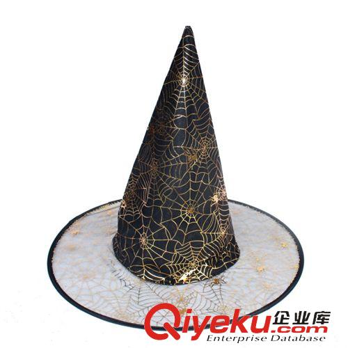 【舞會帽子】 萬圣節用品舞會表演道具巫婆披風配飾巫師帽魔法帽紗帽雙層巫婆帽原始圖片3