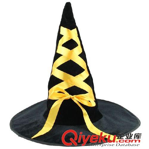 【舞會帽子】 萬圣節用品 舞會舞臺裝扮女巫婆帽子絨布巫婆帽 緞帶蝴蝶結巫婆帽原始圖片3