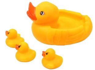 沙灘玩具 戲水鴨子 每袋1大3小 寶寶洗澡網(wǎng)鴨子 益智玩具 母子鴨一家三口原始圖片2