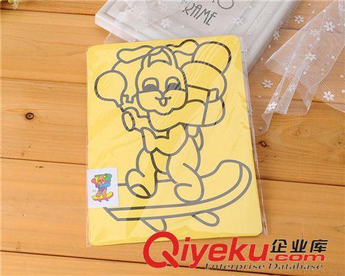 熱賣拼圖系列 大號黃底沙畫/砂畫 15.5*20.8cm 帶6色沙 opp袋單獨包裝T原始圖片3