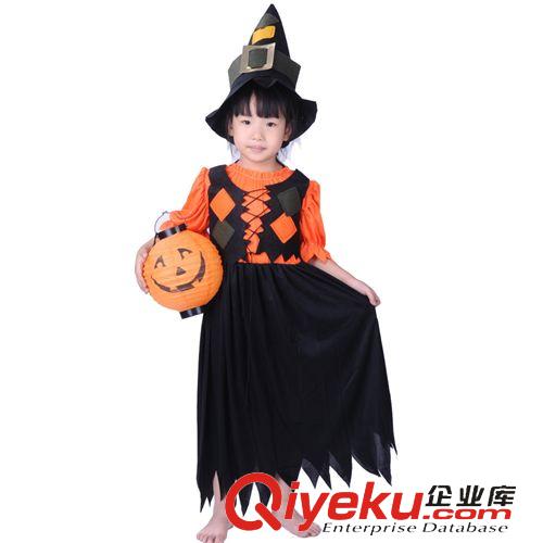 萬圣節服裝 萬圣節服裝兒童表演舞會 女巫婆服F9429兒童南瓜連衣裙250g