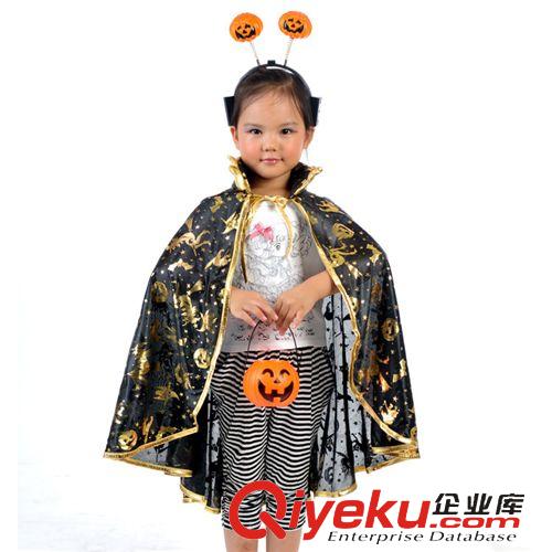 萬(wàn)圣節(jié)服裝 兒童節(jié)萬(wàn)圣節(jié)服裝精裝金南瓜披肩披風(fēng)南瓜桶 南瓜帽 燈籠118g原始圖片2