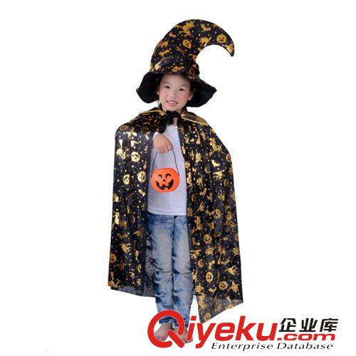 萬圣節(jié)服裝 萬圣節(jié)兒童服裝衣服服飾裝扮 男女 金色90厘米南瓜披風(fēng) 南瓜桶原始圖片2