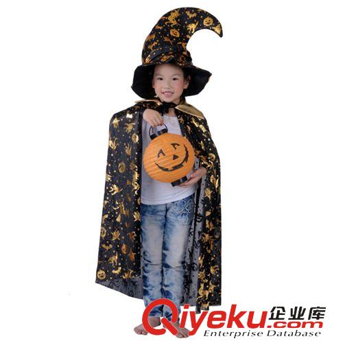 萬圣節(jié)服裝 萬圣節(jié)兒童服裝衣服服飾裝扮 男女 金色90厘米南瓜披風(fēng) 南瓜桶原始圖片3