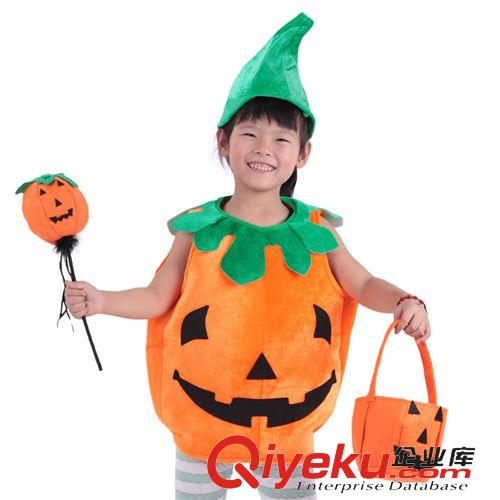 萬圣節服裝 萬圣節兒童服裝化妝舞會衣服南瓜帽造型服 加厚絨布南瓜衣 285g
