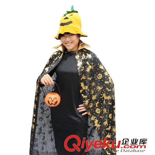 萬圣節服裝 化裝舞會服裝萬圣節廠家服裝道具用品 成人金色1.2米南瓜披風