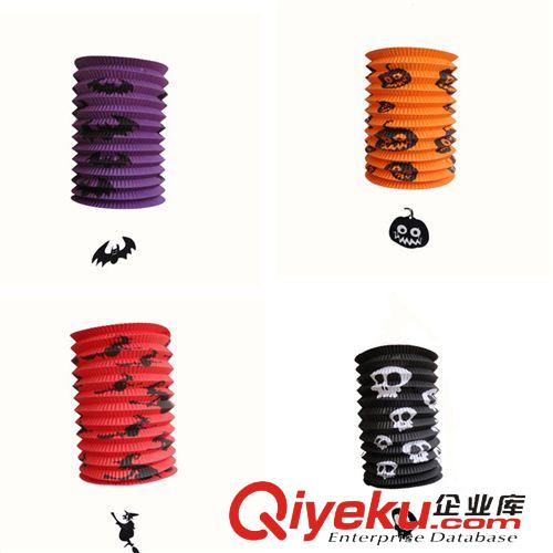 萬圣節用品 萬圣節廠家道具裝飾用品 南瓜燈籠 伸縮圓柱型紙燈籠33g