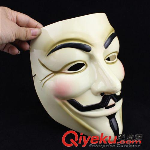 節日表演用品 供應萬圣節廠家日用品 街舞面具黃色v字面具  v字仇殺隊面具32g
