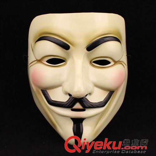 節日表演用品 供應萬圣節廠家日用品 街舞面具黃色v字面具  v字仇殺隊面具32g原始圖片2