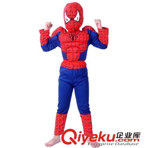 節(jié)日表演用品 萬圣節(jié)服裝表演服裝 gd加厚兒童肌肉型蜘蛛俠服裝衣服套裝 260g原始圖片2
