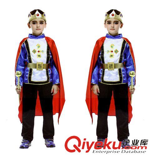 節日表演用品 萬圣節cosplay兒童男服裝化裝舞會 cos高貴藍國王 王子服裝330g