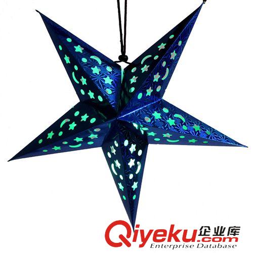 新年產品 新年春節裝飾禮品吊頂掛飾雙面立體鐳射五角星燈罩酒吧星星燈罩原始圖片2
