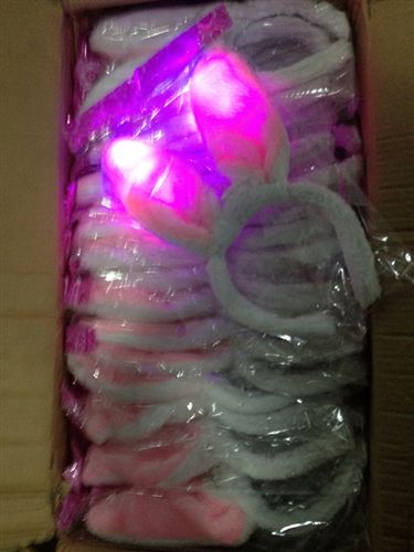 發箍 【廠家批發】 閃光毛絨兔耳朵發箍 兒童發光發箍 地攤熱銷貨源原始圖片2