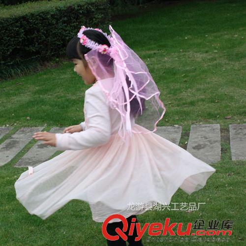 發(fā)箍 廠家批發(fā)韓版發(fā)飾 紗花飄帶兒童花環(huán) 花童新娘頭飾原始圖片2