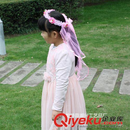 發(fā)箍 廠家批發(fā)韓版發(fā)飾 紗花飄帶兒童花環(huán) 花童新娘頭飾原始圖片3