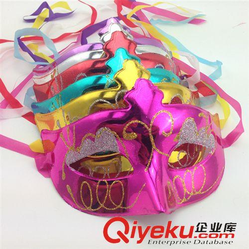 舞會面具 廠家批發(fā)  電鍍彩繪帶眼影 小美女舞會表演派對面具 12/包原始圖片2