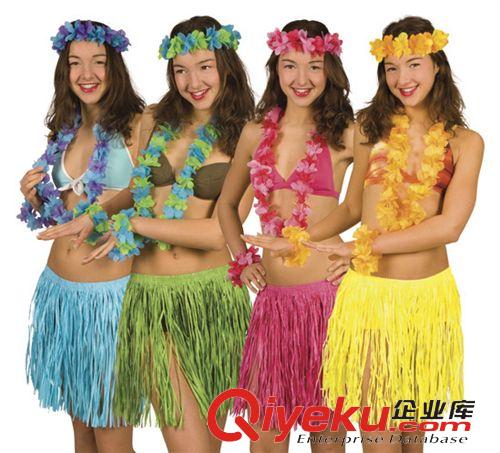 化妝舞會服飾和道具 廠家批發(fā) 化妝舞會夏威夷草裙 婚禮用品配套花環(huán)原始圖片3
