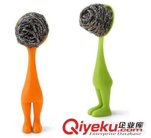 清潔刷、鋼絲球 H431 創(chuàng)意廚房用品 帶手柄害羞小人鍋刷 超值實用 xjb高原始圖片3