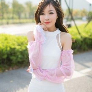 袖套 2014{zx1}款美人紗雪紡防紫外線防曬袖套 女清涼舒爽有質感現貨原始圖片2