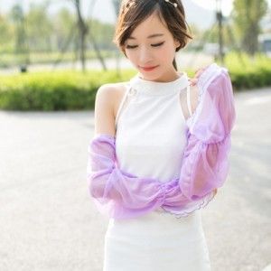 袖套 2014{zx1}款美人紗雪紡防紫外線防曬袖套 女清涼舒爽有質感現貨原始圖片3