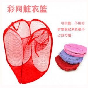 臟衣籃 大號可折疊洗衣籃 彩網(wǎng)臟衣籃臟衣簍 收納裝臟衣服污衣的藍(lán)子筐原始圖片2
