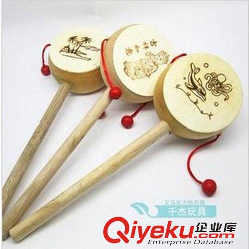 益智玩具 3歲以下環(huán)保木質(zhì)白色木鼓撥浪鼓搖搖響兒童傳統(tǒng)玩具地攤熱賣批發(fā)原始圖片3
