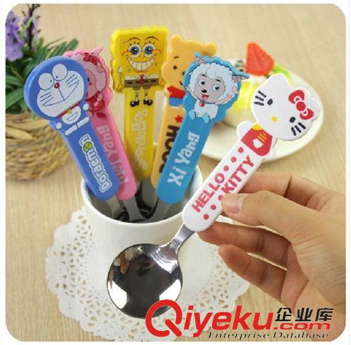廚房衛(wèi)浴 廚房小工具 超可愛卡通不銹鋼勺子 不銹鋼餐具 卡通勺 兒童勺