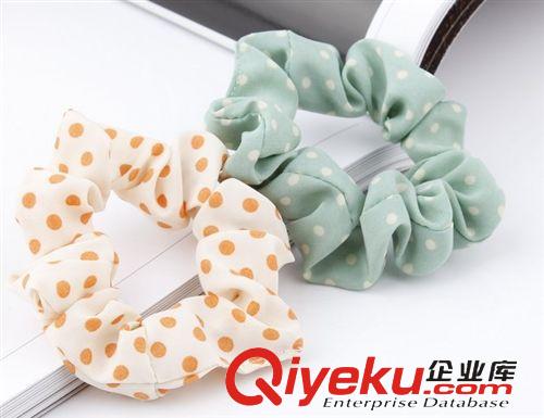 韓國飾品 2元飾品 韓版 甜美糖果色布藝波點發(fā)圈發(fā)繩 女 圓點原始圖片2